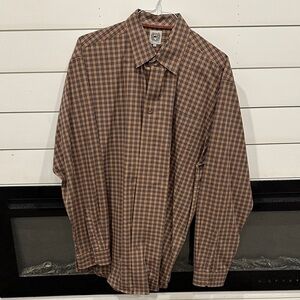 Cinch Men's Tan and Black Checkered Button Down Shirt